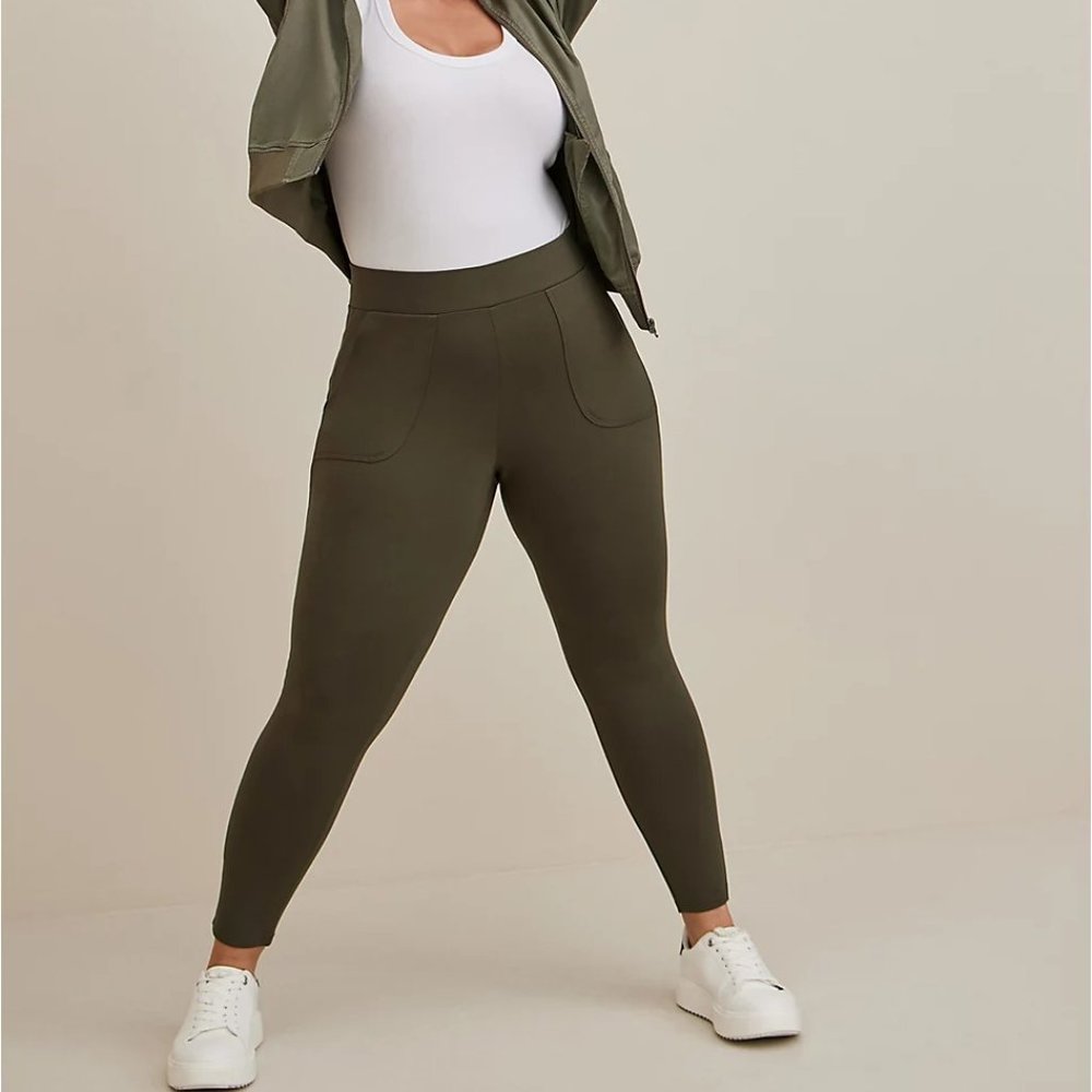 TORRID LEGGING - FULL LENGTH - HIGH WAIST POCKET LUXE PONTE GREEN LEGGING